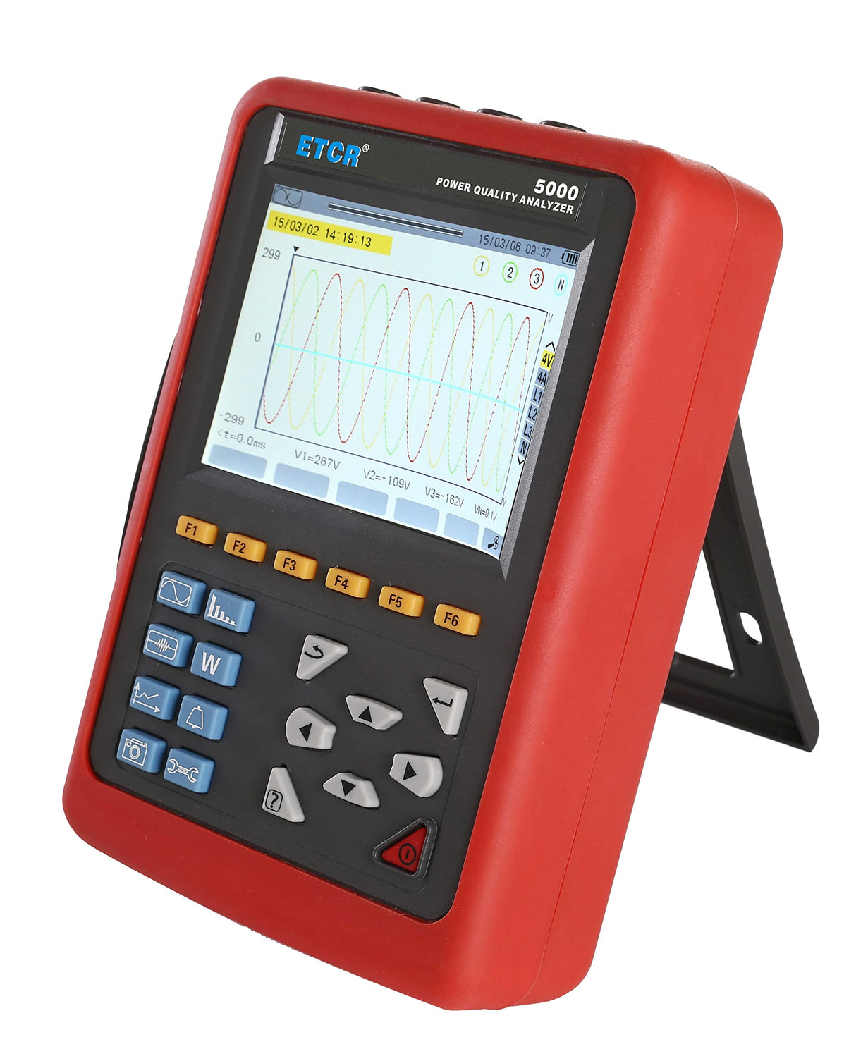 ETCR5000 Power Quality Analyzer 3 Phase Multi-Functional Power Quality Logger with ETCR040B Ф40mm Current Clamp Sensor 4PCS Range 0.10A~100A SULMILE