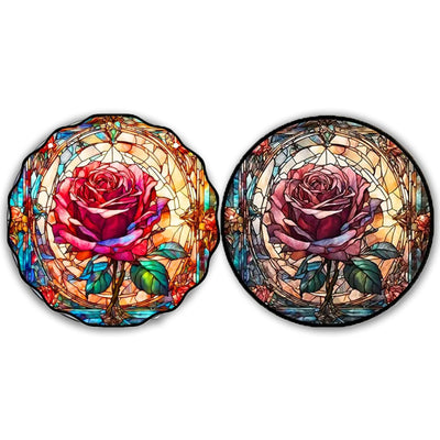 OFRKE 2-Piece Diamond Painting Kits for Adults,5D DIY Full Drill Round Art Gems Rose Flower Art Perfect for Home Wall Deco Diamond 12"x12"