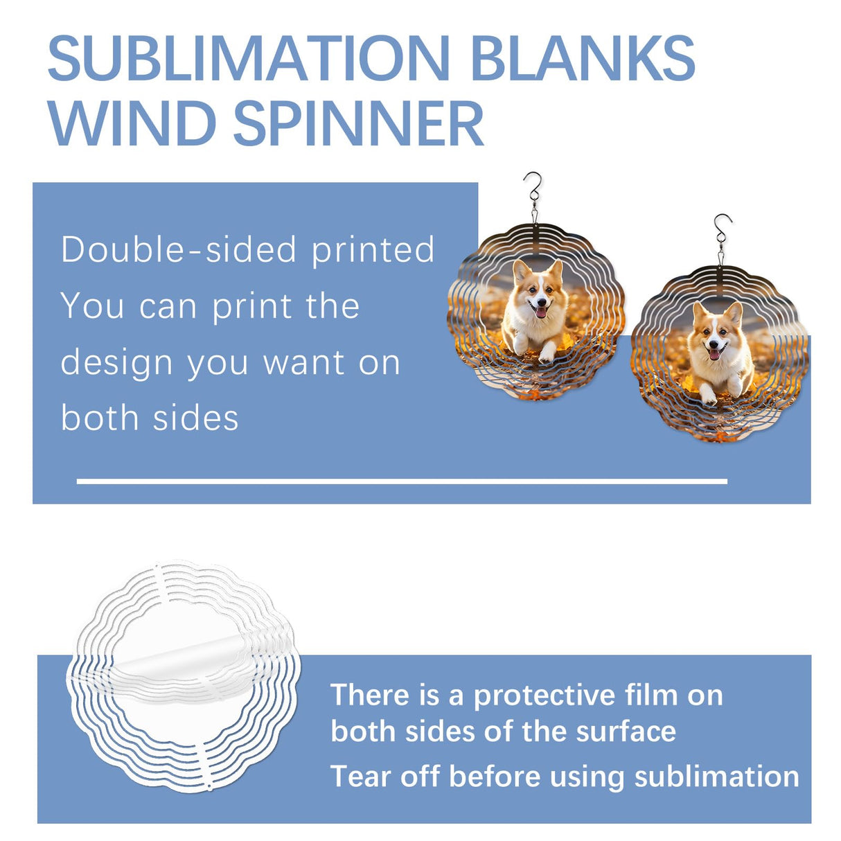 20 Pcs Sublimation Wind Spinner Blanks 8 Inch Bulk Aluminum Metal USA Warehouse Sublimation Blanks Product Outdoor Garden Decoration for Heat Press Transfer Sublimation Blank Wind Spinners DIY Gift LaiHiulaan