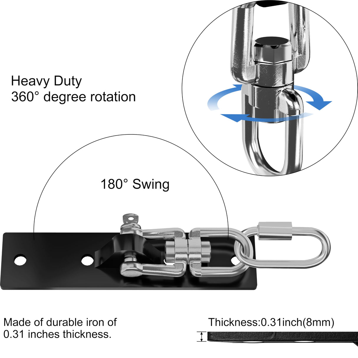 VivaZen Heavy Bag Hanger,Heavy Duty Punching Bag Mount Hanger Bracket,Ceiling Mount Hook 360°Rotation Wood Beam Holder Body Weight Strength Training Systems,Fit Most Ceiling and Swings VivaZen