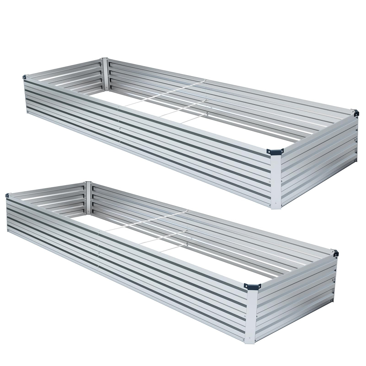 Meberam 2 Pack 6x3x1FT Galvanized Raised Garden Beds Kit Outdoor Metal Gardening Planter Box for Vegetable Elevated Flower Herbs,Silver Meberam