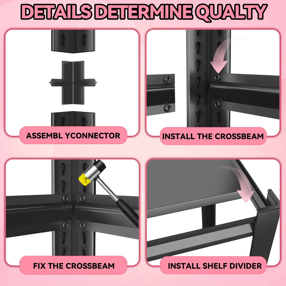 5 Tier Storage Shelves, Shelving Unit, Adjustable Metal Shelving,2000LBS Pantry Shelves Sturdy Steel Shelf for Kitchen Pantry Closet Laundry,15" D x 24" W x 59" H, Black Metallitrend