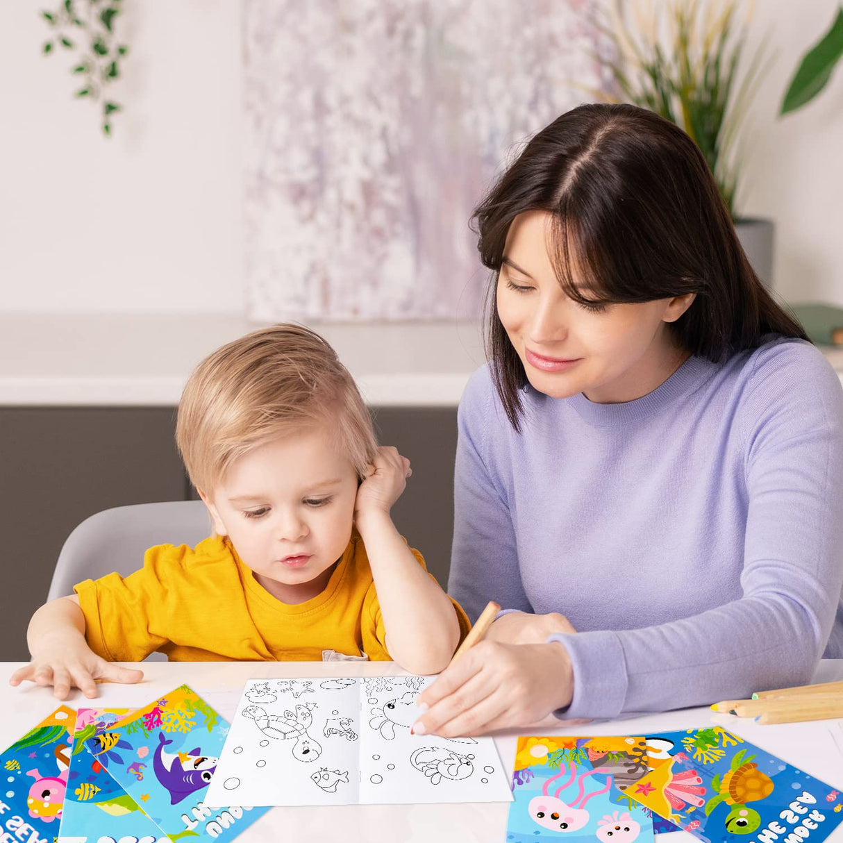 ANGOLIO 24Pcs Ocean Animals Coloring Books Bulk for Kids Mini DIY Art Drawing Book Set for Shark Seahorse Jellyfish Under The Sea Animal Theme Kindergarten School Classroom Rewards Goodie Bag Filler ANGOLIO