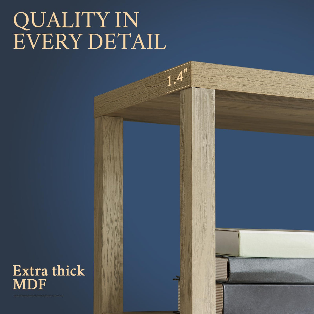 OAKHAM HOME Oxford Bookshelf, Tall Book Shelf with Doors Cabinet, 5-Tier Bookcase, Wooden Bookshelves with Fluted Panel, Large Bookcases with Storage for Living Room Bedroom (Sunwashed Ash Oak, 1PCS) OAKHAM HOME