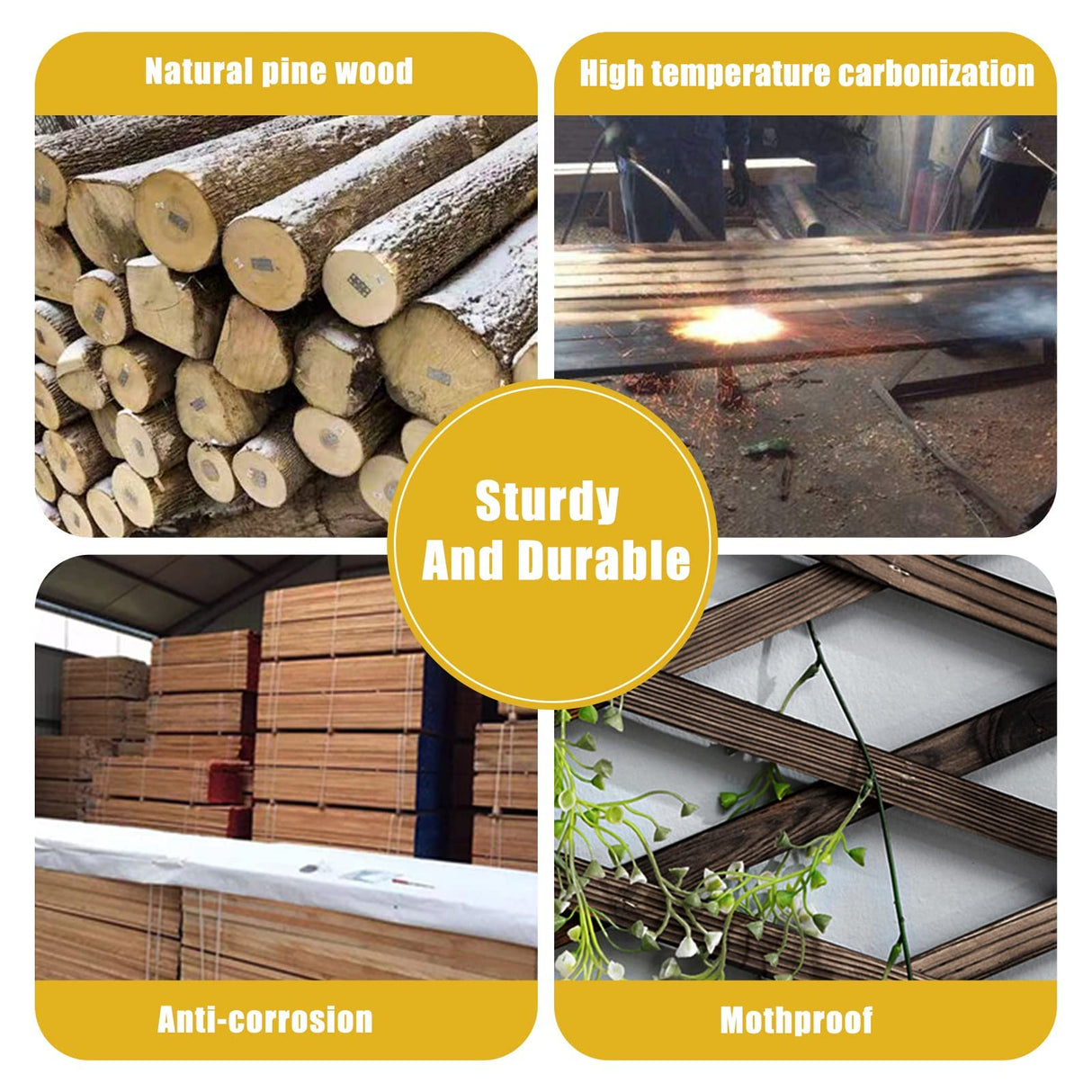 4 PCS Expandable Garden Trellis, 12" x 75" Wooden Lattice Fence Wall Panel Stretchable Decorative Fences Lattice Trellis for Climbing Plants Outdoor Ivy Vine Rose Clematis Garden Patio Room Decor (4) Bounmer