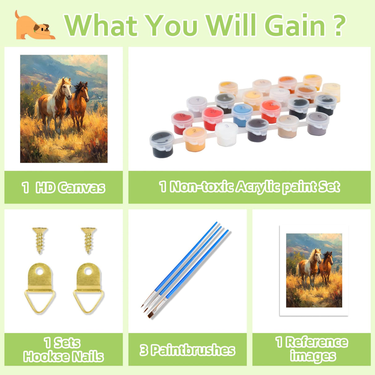 Reivworl Horse Paint by Numbers Kit for Adults, Horse Paint by Number, Painting by Number for Gifts and Home Wall Decor 16x20Inch Reivworl