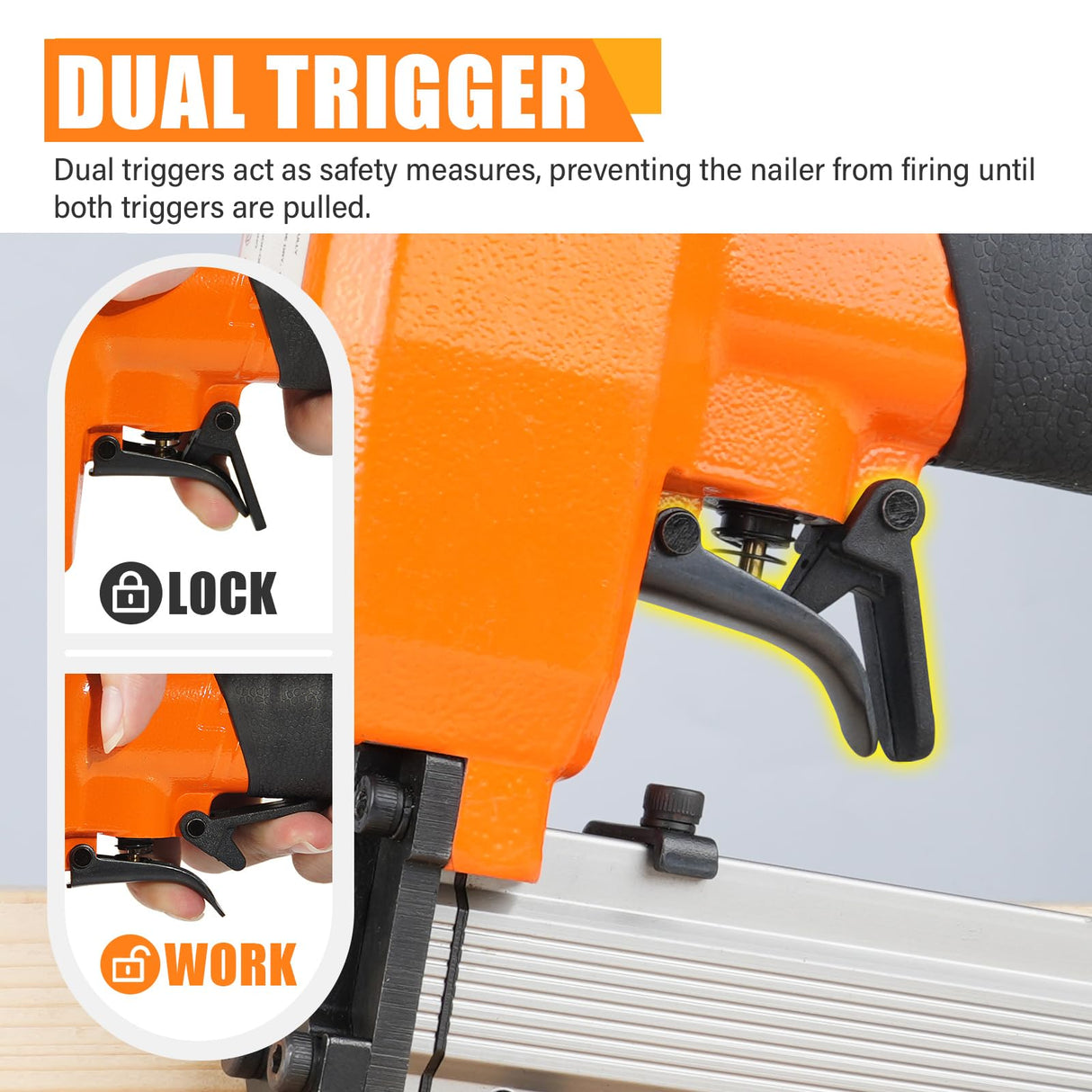 KAMSIN P630 23 Gauge Pneumatic Headless Pin Nailer Kit With 10,000PCS Pin Nails, 1/2-Inch to 1-3/16-Inch Leg Length, Air Power Micro Pinner With Safety For Furniture, Cabinets, Interior Decoration KAMSIN