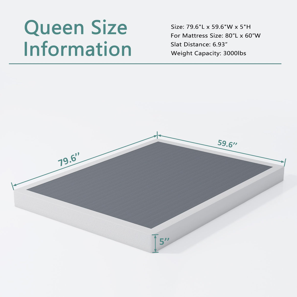 XINXINYAN Box Spring Queen Size 5 Inch High, Heavy Duty Queen Box Spring,Sturdy Metal Frame with Fabric Cover Set, Easy Assembly, Noise Free XINXINYAN