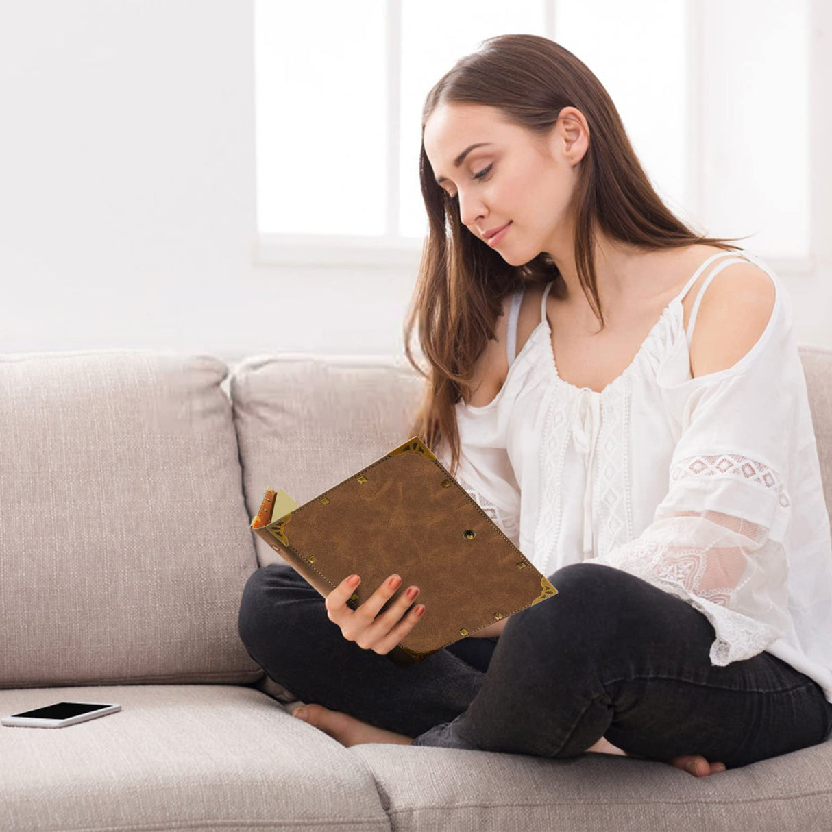 SEEHAN A5 Journal Vintage Binder Journal Notebook 200 Pages, PU Leather Blank Journal Sketchbook A5 Notepads Travel Journal for Writing Drawing SEEHAN