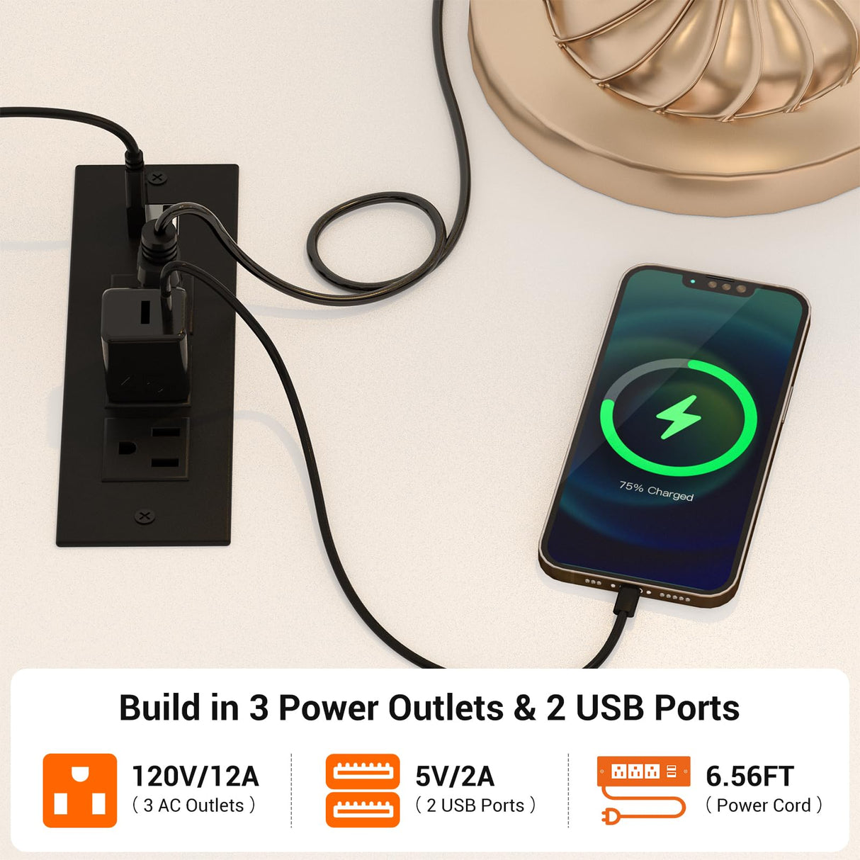 Cyclysio Dresser with Clothes Rack, 5 Drawers Dresser with Charging Station & LED Lights, White Storage Unit, Closet Cyclysio