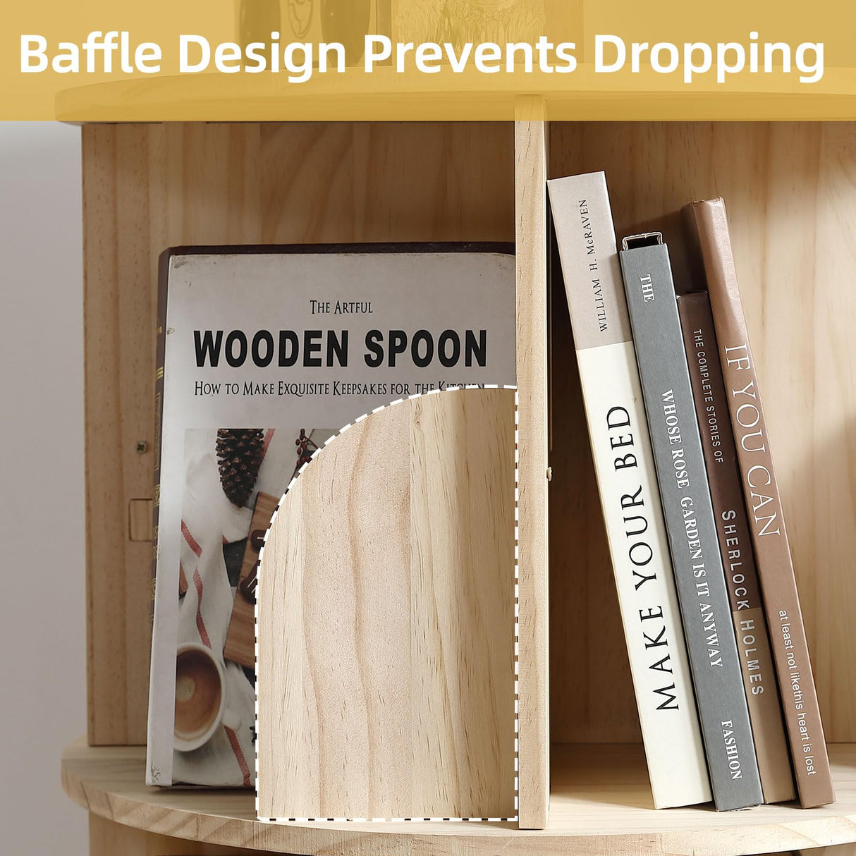 Buzleer 4-Tier Rotating Bookshelf Tower – Space-Saving Solid Wood Book Organizer for Small Spaces Buzleer