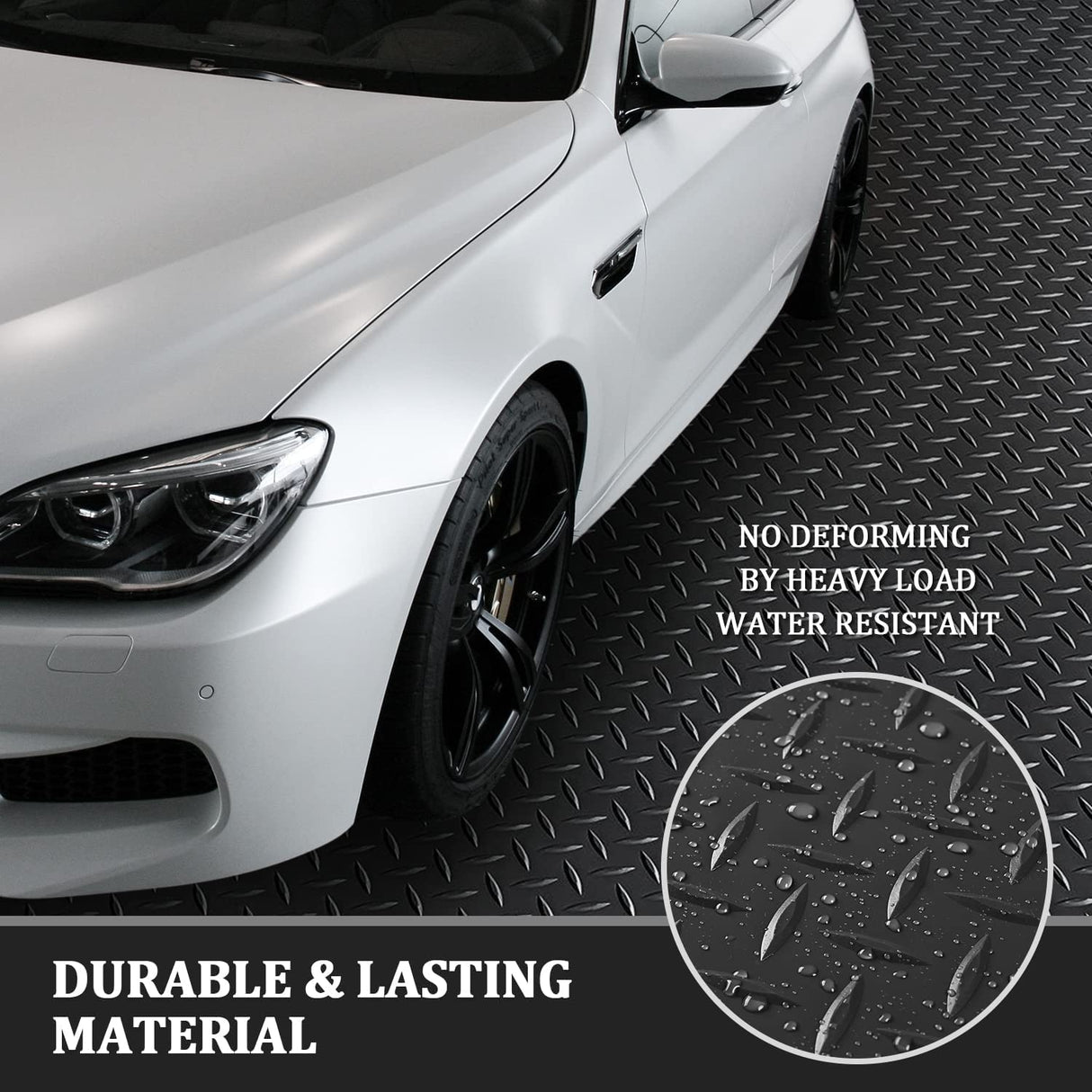 uyoyous 3.3 x 16.4FT Rubber Diamond Garage Floor Roll Diamond Tread Rollout Garage Flooring Rolls Diamond Plate Rubber Flooring Rolls Diamond Plate Pattern Flooring for Garage Industry Gym uyoyous