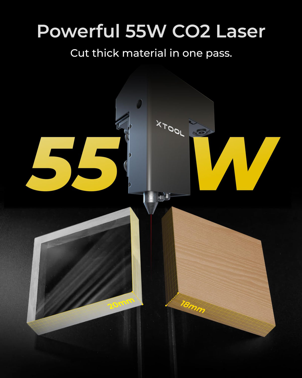 xTool P2S 55W CO2 Laser Cutter, Smart Desktop CO2 Laser Engraver and Cutter Machine, Dual Smart 16MP Cameras, 3D Curved Cylinder Engraving, Create with Wood and Metal Acrylic Glass Fabric Leather xTool