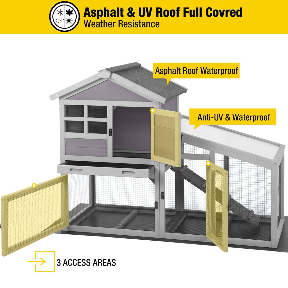 Aivituvin Chicken Coop Rabbit Hutch Outdoor Bunny Cage Indoor with Removable Bottom Wire Mesh Rabbit Cage with UV Panel 53.4" L x 23.6" W x 38.1" H Aivituvin