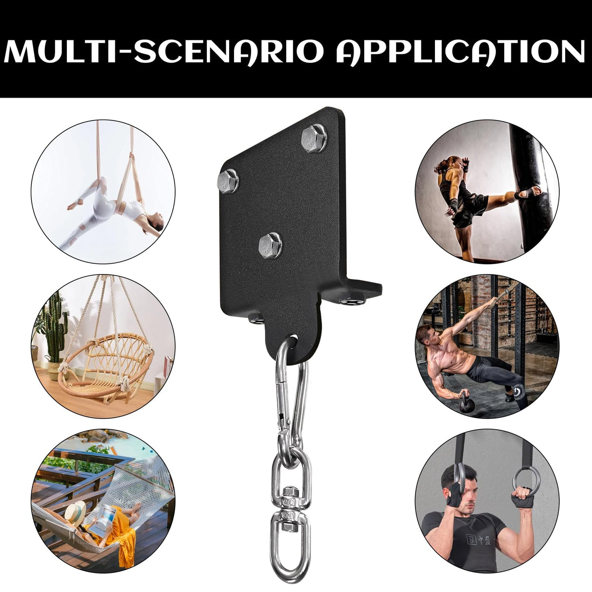 Punching Bag Hanger Heavy Duty Beam Mount for Heavy Bag 360° Rotation Ceiling Mount Bracket Wood Beam Hook with Spring Ideal for Boxing Muay Thai Aerial Yoga and Home Gym Training Yoiilifee
