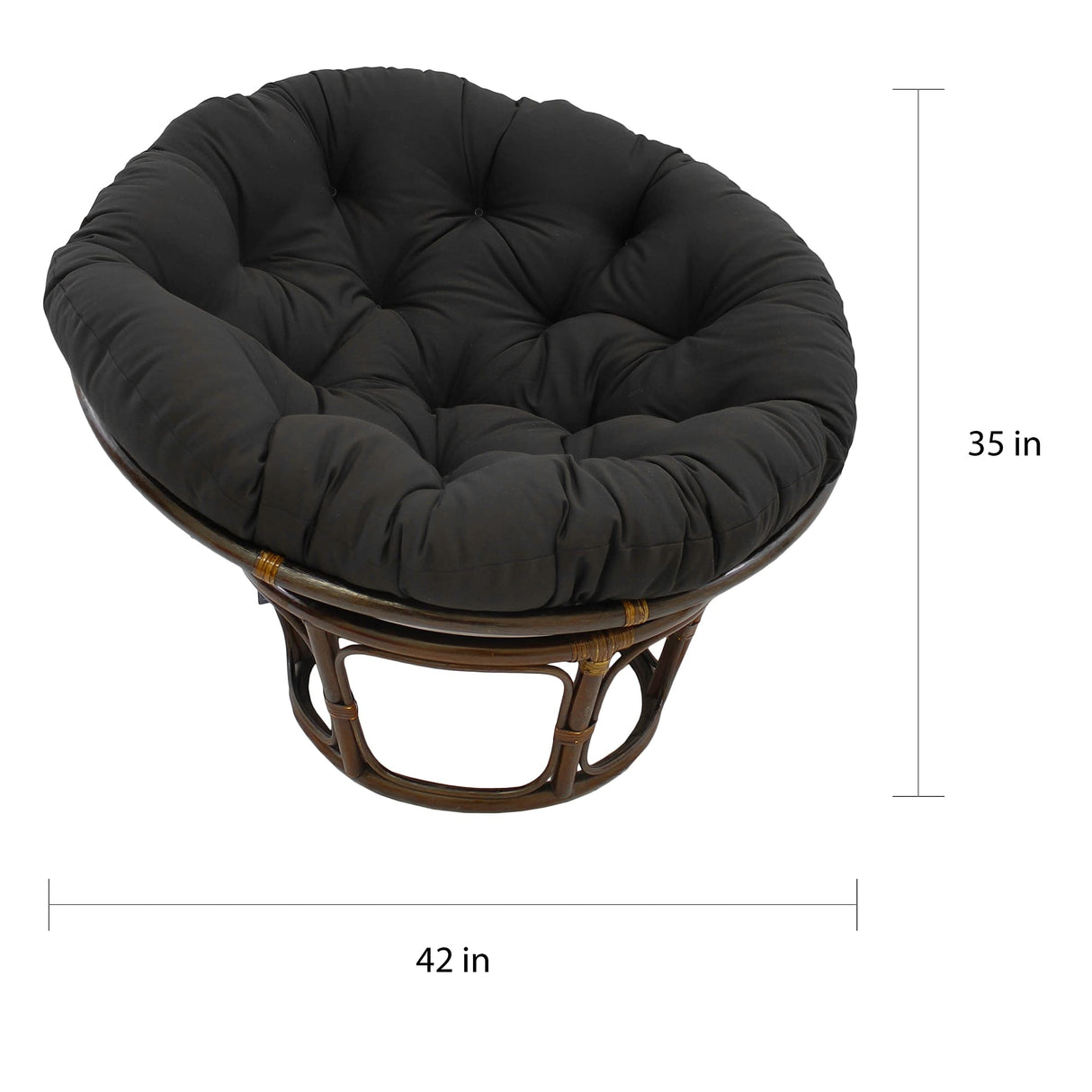International Caravan Furniture Piece 42-Inch Rattan Papasan Chair with Solid Twill Cushion International Caravan