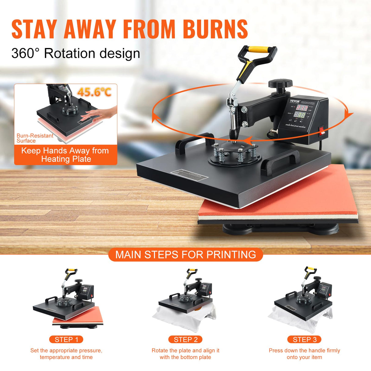 VEVOR 15x15 Heat Press Machine 2 in 1 for T Shirts and Hats, Swing Away T Shirt Press Machine, Professional Heat Press for Sublimation, Vinyl, Heat Transfer Projects VEVOR