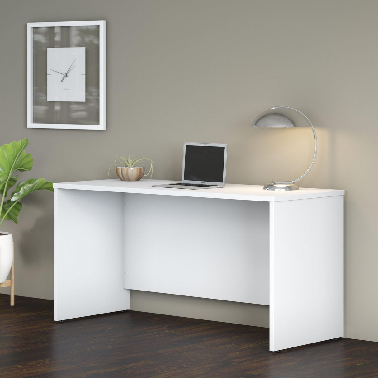 Bush Business Furniture Studio C 60W x 24D Credenza Desk in White, Computer Table for Home or Professional Office Bush Furniture