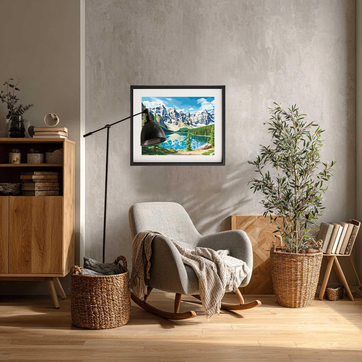 Banff National Park Paint by Numbers Kit for Adults, Canada Paint by Number, Mountain Lake Tree Pine Acrylic Painting for Gift, Alberta Poster Home Decor - Natural Scenery(16x20inch, No Frame) Cawpom