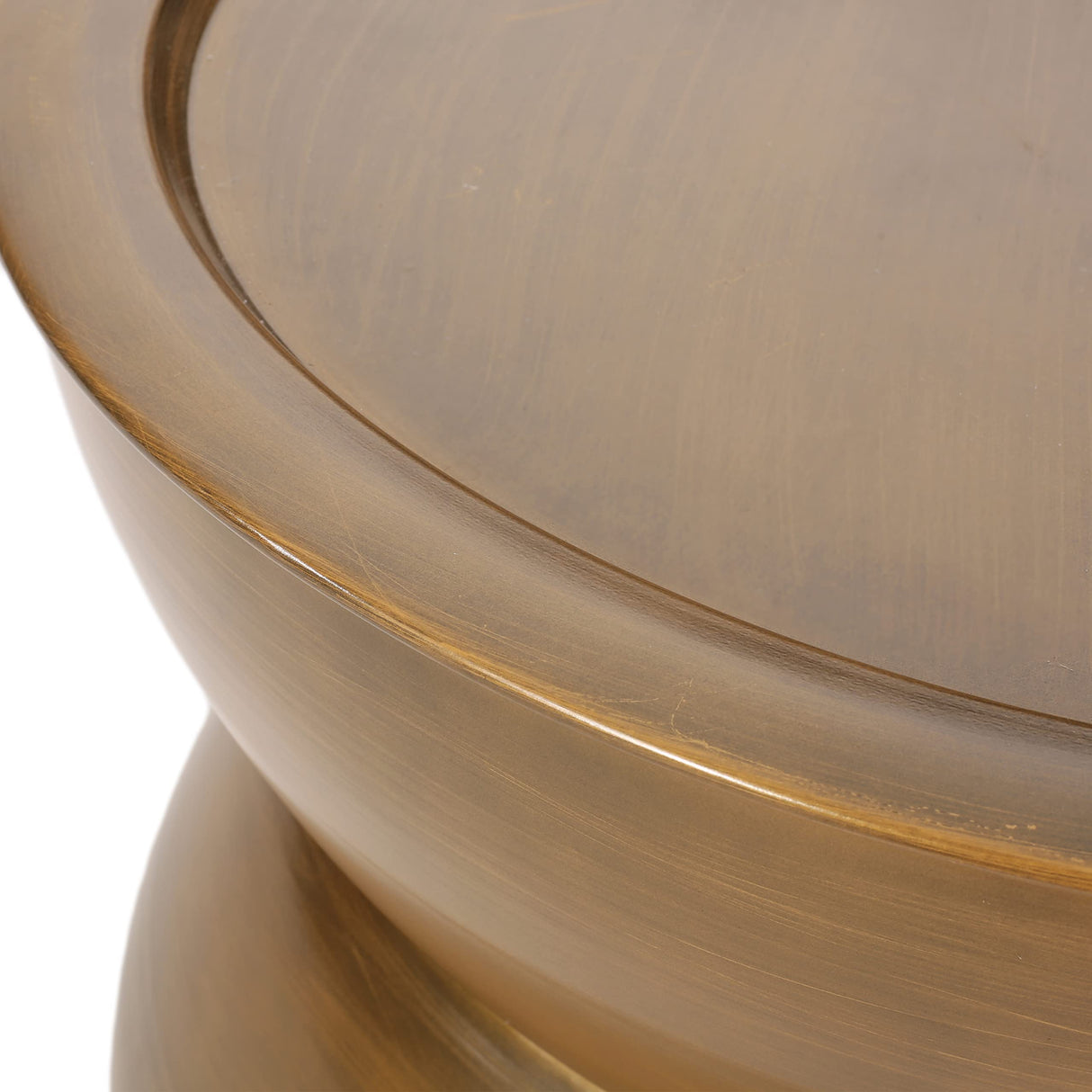 Merax Metal Hammered Coffee Table 24.25" Round Tabletop, Modern Iron Hourglass Coffee Table for Living Room, No Assembly Required, Bear 150lbs, Gold Merax