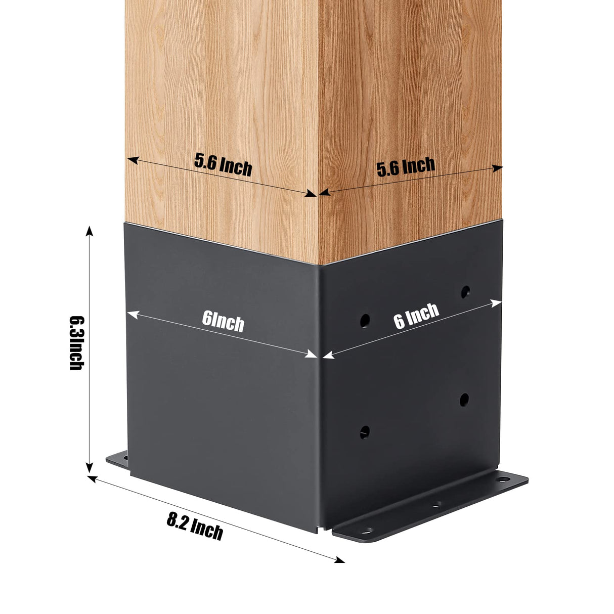 AXWHYS 6x6 Post Base 4 Pcs, (Inner Size 5.6x5.6) Post Brackets Kit, Heavy Duty Black Metal Powder-Coated Post Anchor Outdoor Framing Module Fit for Support Deck Base Plate Pergola Brackets Fence Kit…… AXWHYS