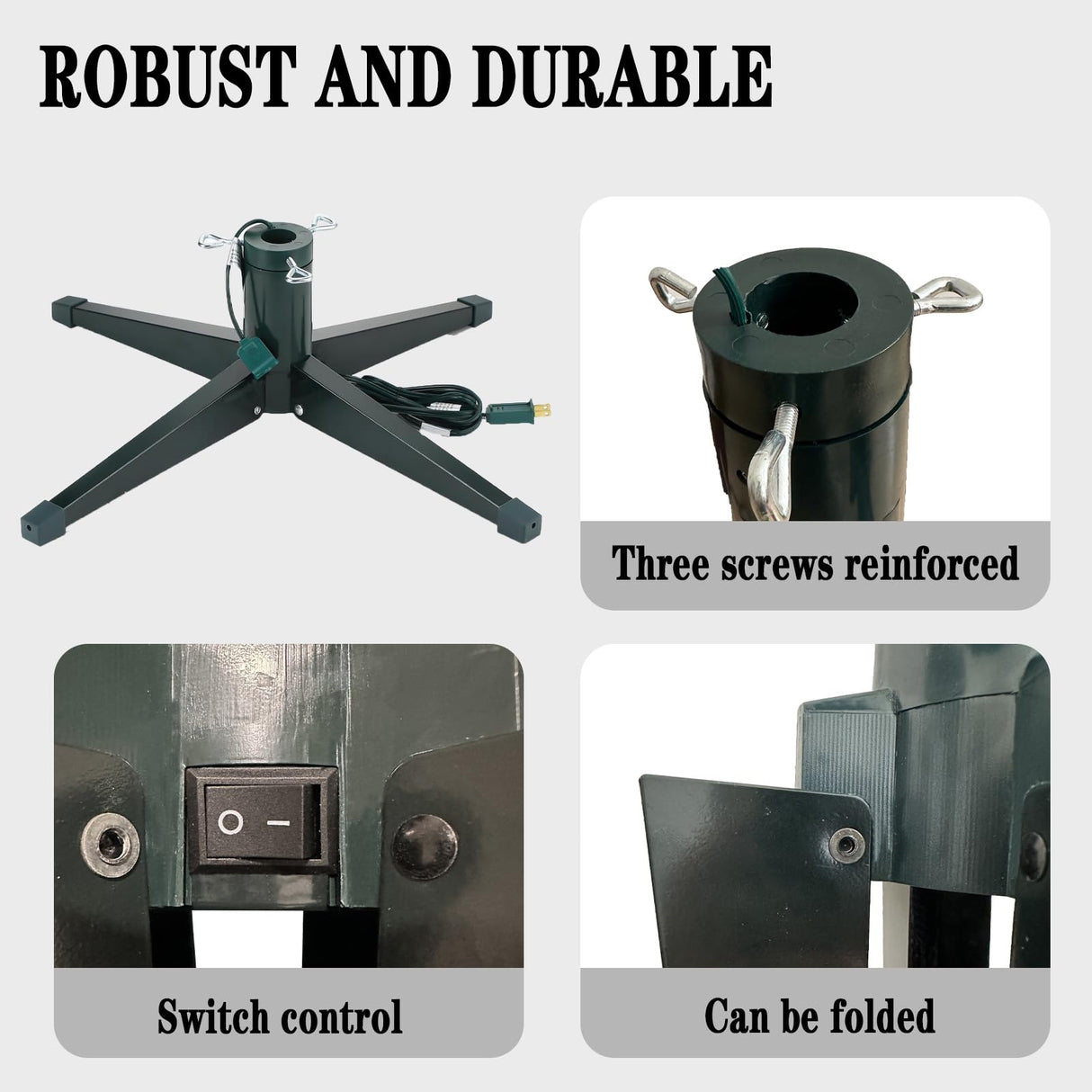 ETONART 360-Degree Rotating Christmas Tree Stand Iron Feet Can Be Folded to Support 7.5 Feet, 100 Pound Artificial Christmas Tree Suitable for Christmas Tree Support ETONART