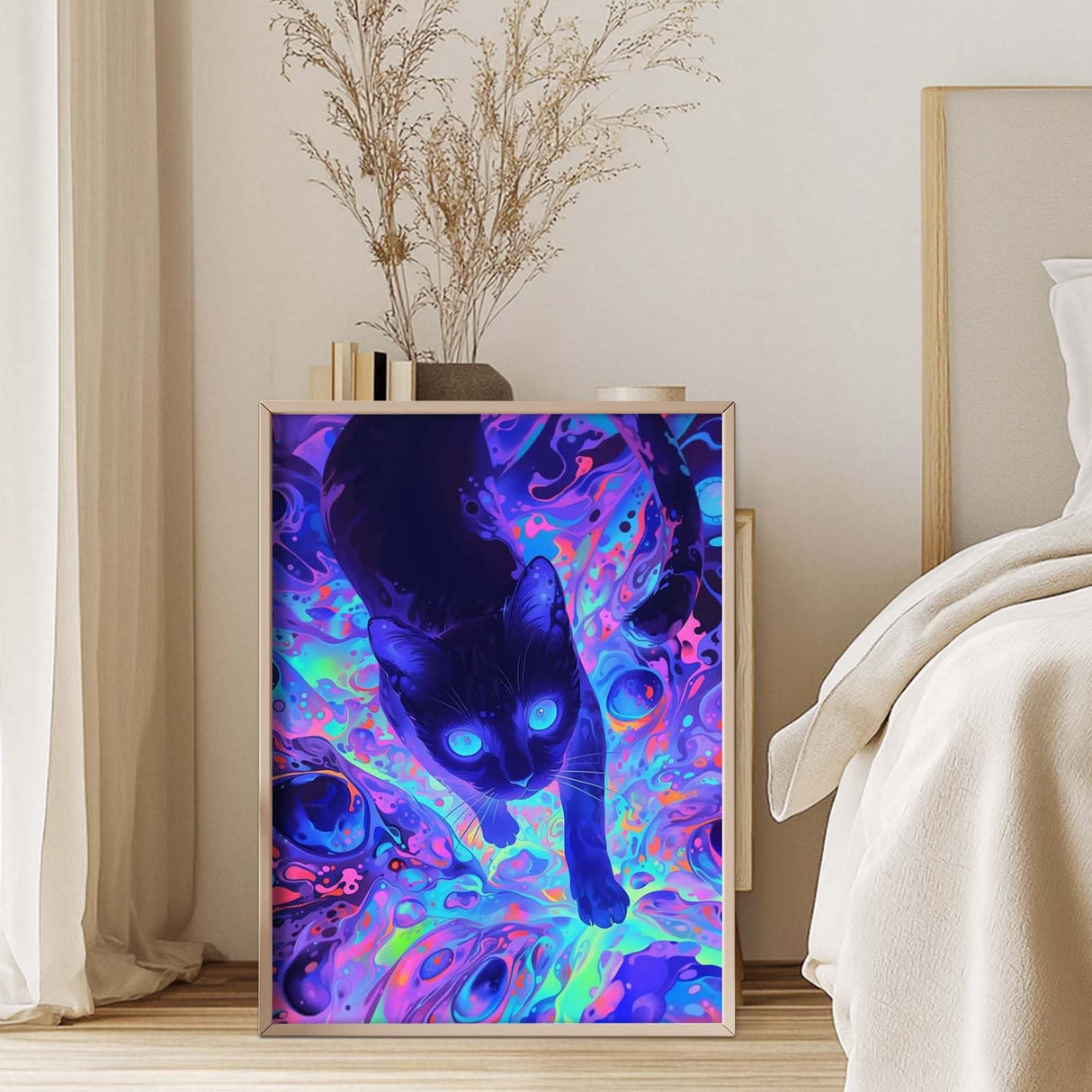 Diamond Art Kits for Adults, 5D Black Cat Diamond Painting Kits for Beginner, DIY Black Cat Gem Art Dots for Adults, Perfect for Home Wall Decor 12x16 Inch GEEHEIY