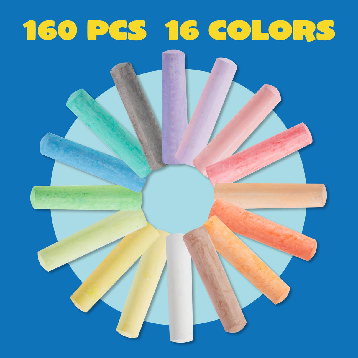 160 PCS Sidewalk Chalks Set Non-Toxic Washable Jumbo Chalk for Outdoor Art Play, Painting on Chalkboard, Blackboard and Playground JOYIN