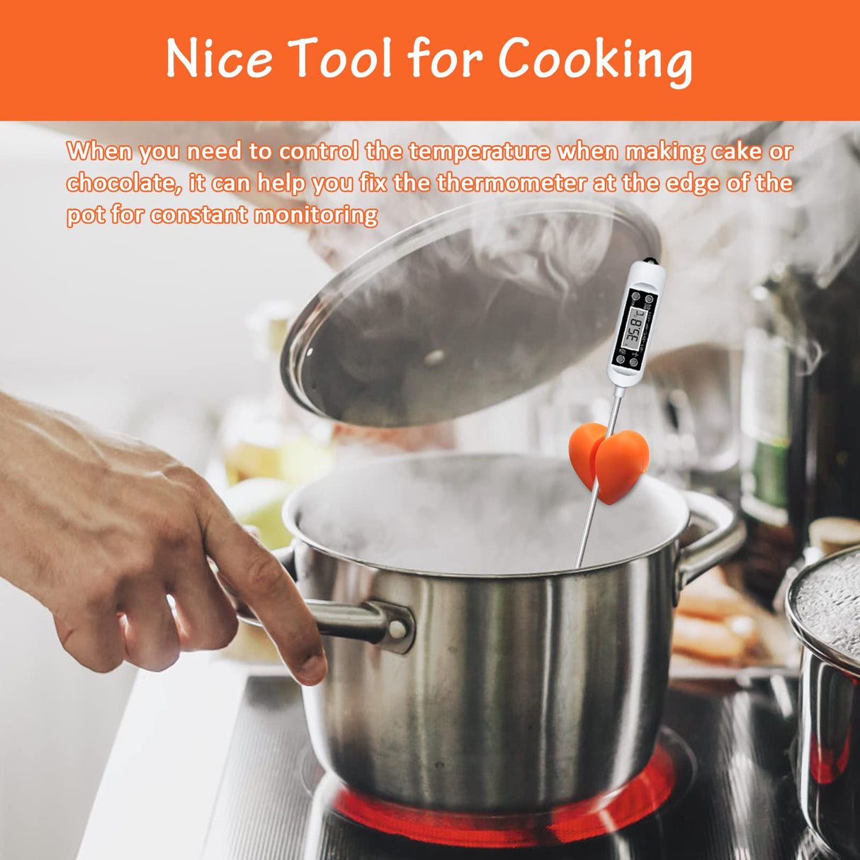 Windspeed Thermometer Pot Clip Holder(No Thermometer Include), 2Pcs Candy Thermometer Pot Clip Holder for Digital Thermometer Holder for Candle Soap Jam Candy Milk Chocolate Cooking Windspeed