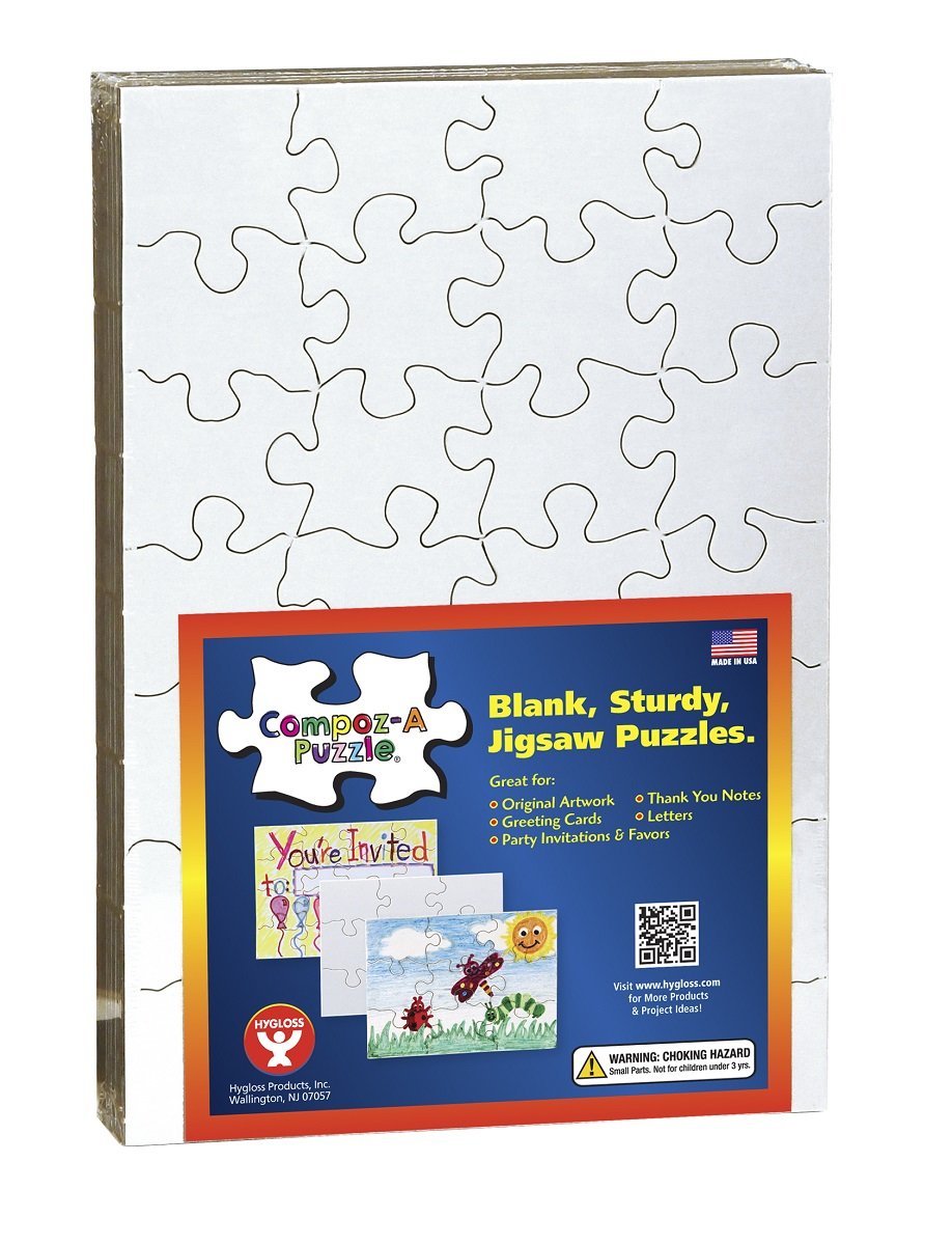 Hygloss Products 8 Blank Jigsaw Puzzles with Envelopes – 5.5 x 8 Inch, 28 Pieces Each – DYI Party invites, Perfect for Decorating, Kids' Activities, Arts & Crafts or Party Favors Hygloss