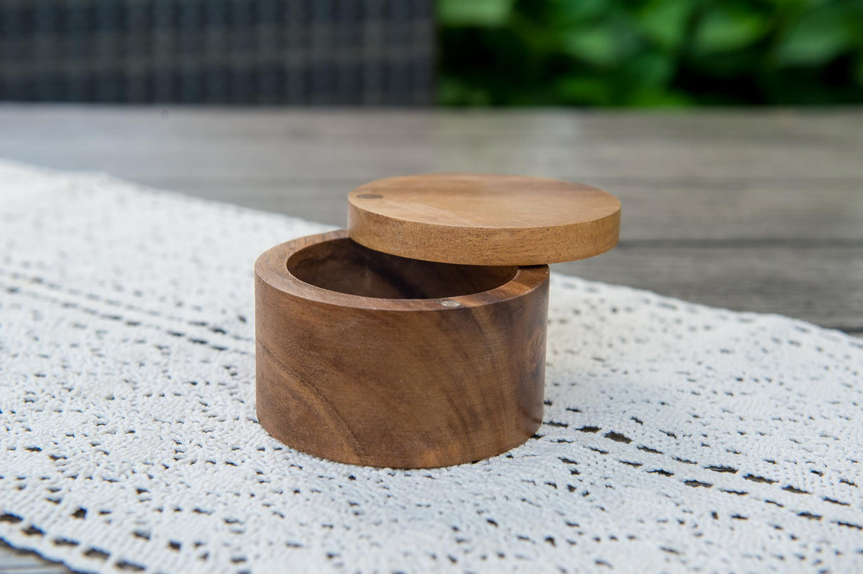Lipper International Acacia Wood Salt or Spice Box with Swivel Cover, 3-1/2" x 2-1/2" Lipper International