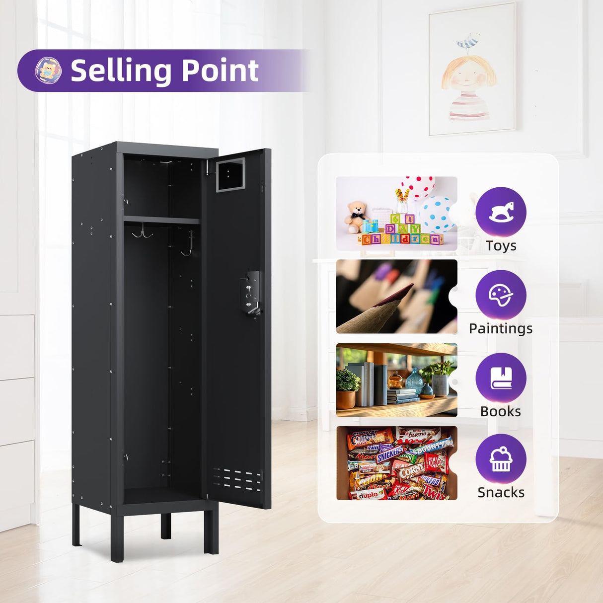 BUTISOW Metal Cabinet Home Office Storage, Lockable Steel Locker with Door, 54" Height, Multi-Purpose for Home, Office, Gym, School, Garage BUTISOW