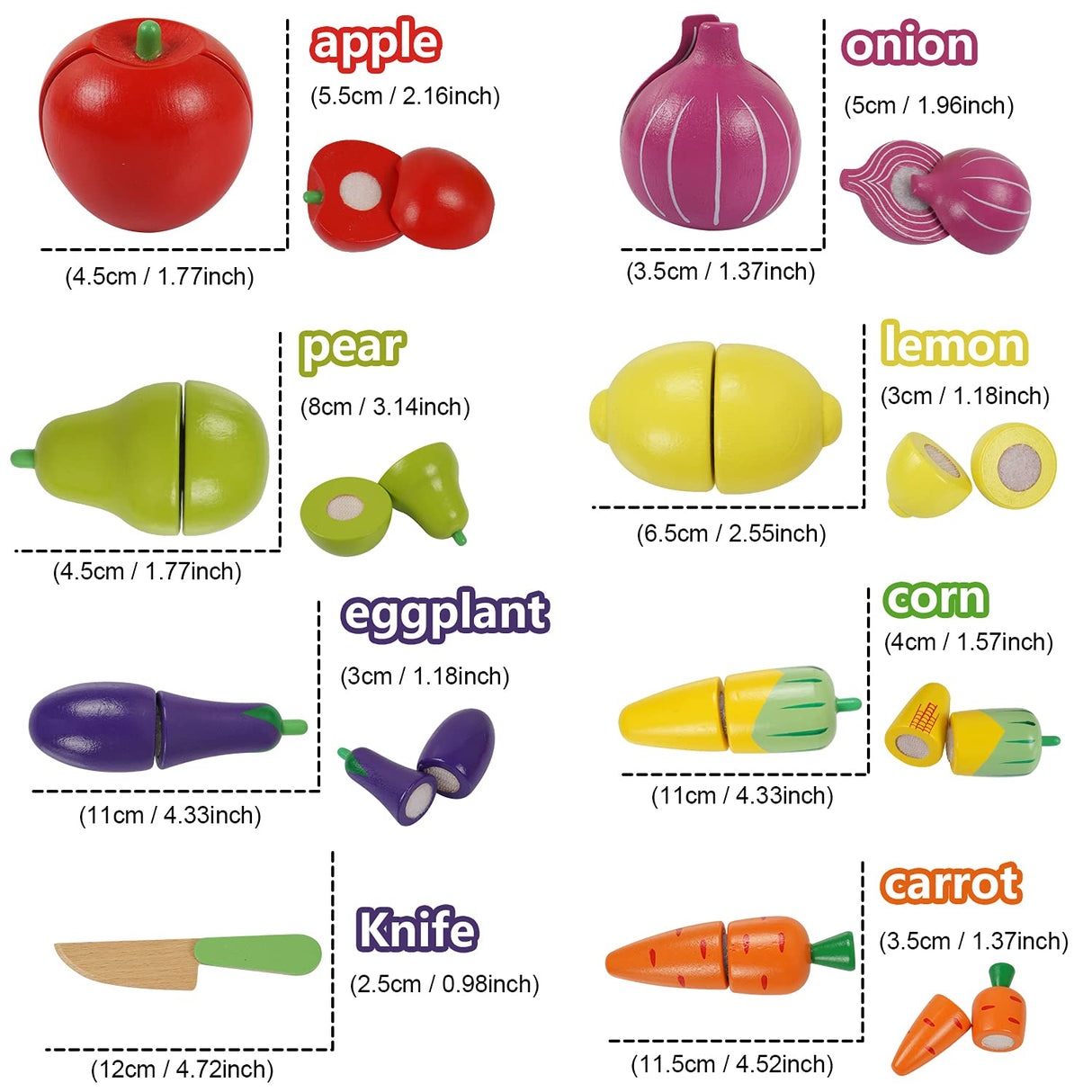 Sundaymot Play Kitchen Accessories, Wooden Play Food, Cooking Set with Stainless Steel Cookware Pots and Pans Utensils, Apron, Chef Hat, Cutting Food Kitchen Playset for Girls and Boys Sundaymot