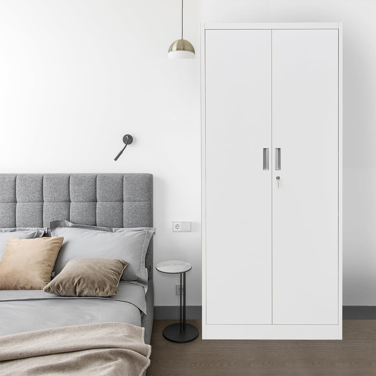 YEEZER Metal Garage Storage Cabinets with Lock 72”Steel Tall Organizer Lockers, Storage Cabinet with 4 Adjustable Shelves for Home,Office,Warehouse,Garage (White) YEEZER