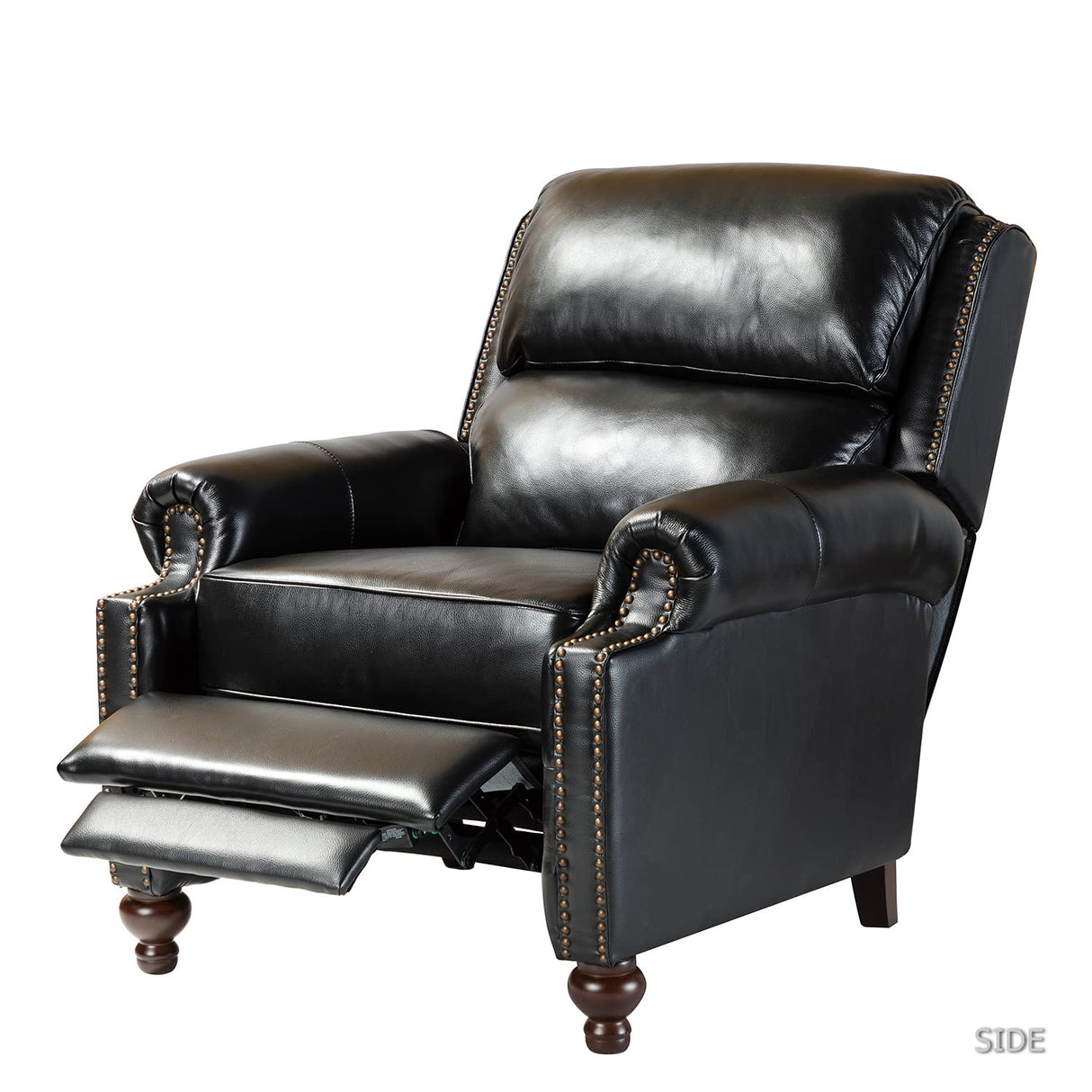 HULALA HOME Genuine Leather Recliner Chair, Classic and Traditional Push Back Recliner Chair for Living Room, Adjustable Leather Cigar Reclining Vintage with Nail Head Trim,Black HULALA HOME