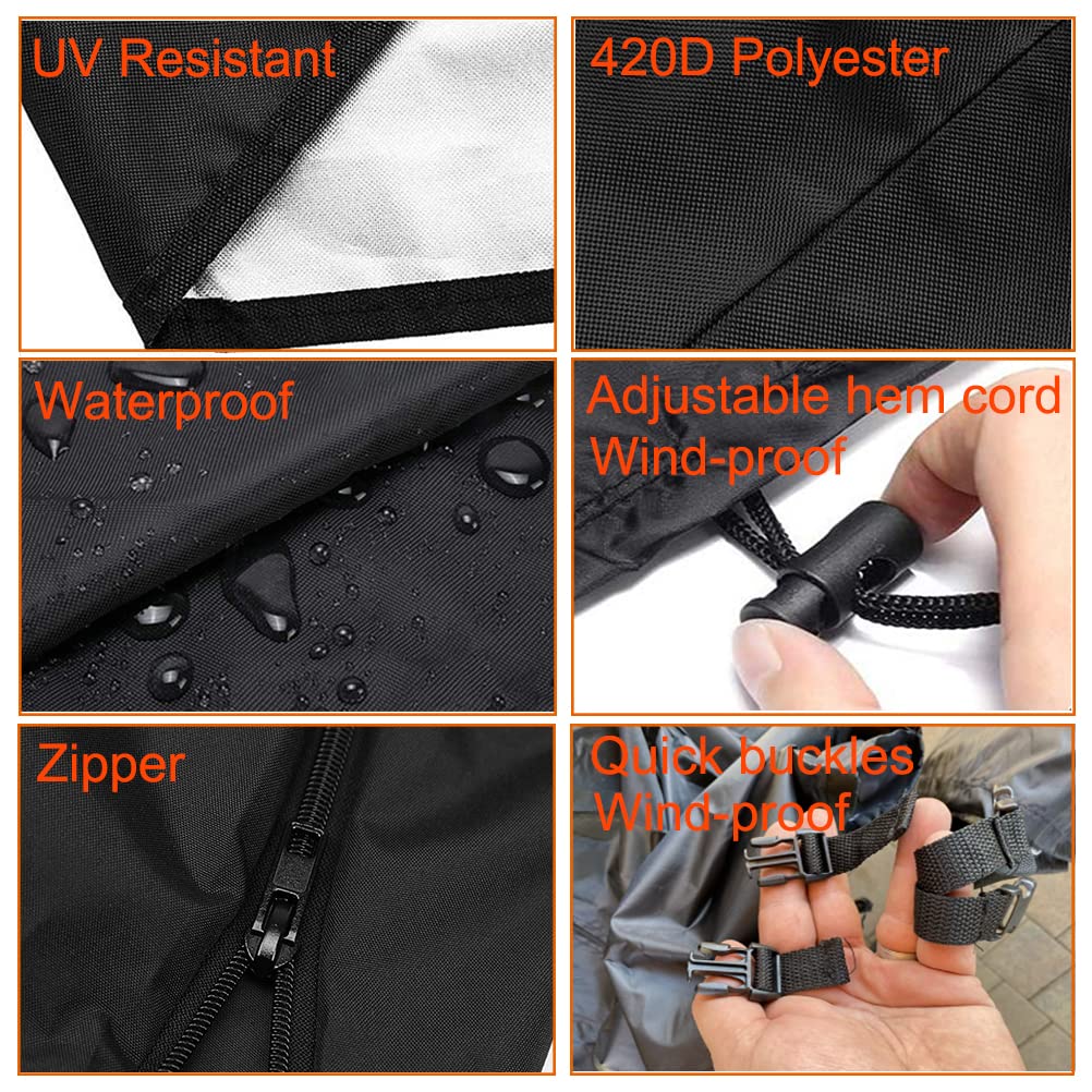 Oslimea Patio Hanging Egg Chair Cover Waterproof Swing Egg Chair Cover with Zipper Windproof Egg Chair Cover with Bottom Buckle, Outdoor Wicker Single Seat Egg Chair Covers, Black Oslimea