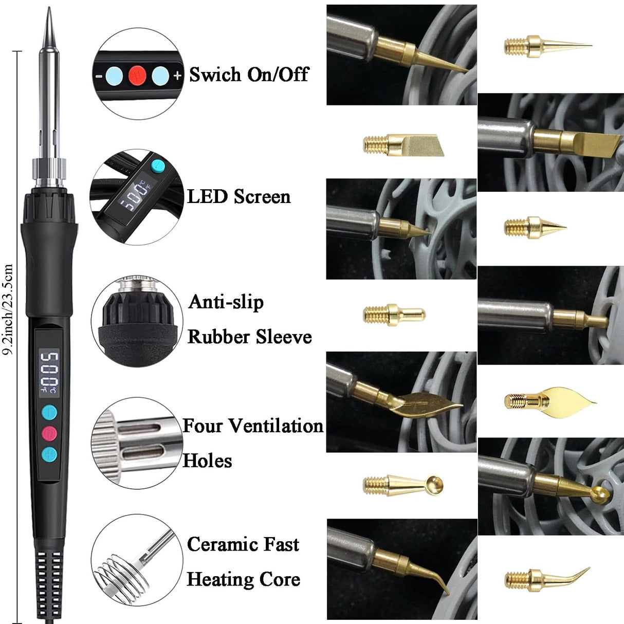 ELITECTK 3D Print Finishing Tools, 3D Printing Smoothing Tools Kit Includes Digital Soldering Iron, Deburring Tool, Electric Polishing Machine and ABS Storage Toolbox for 3D Print Trimming Modifying ELITECTK
