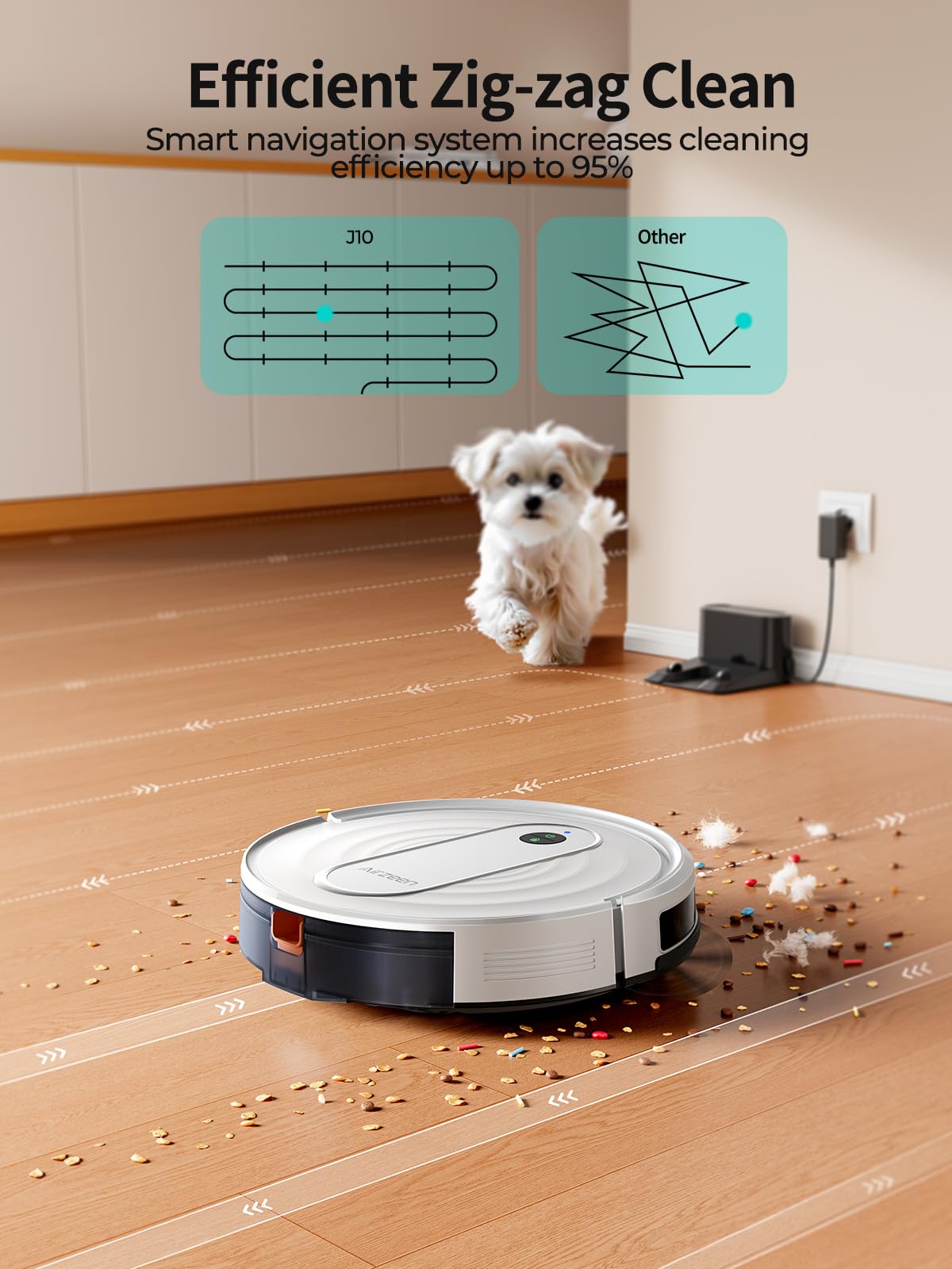 Airzeen Robot Vacuum and Mop with 4000Pa Power-Lifting Suction, APP/Alexa Control Robot Vacuum, 3 in 1 Robot Vacuum Cleaner with Auto Self-Charging, Ideal for Pet Hair, Carpet, Hard Floor, Quiet, J10 Airzeen