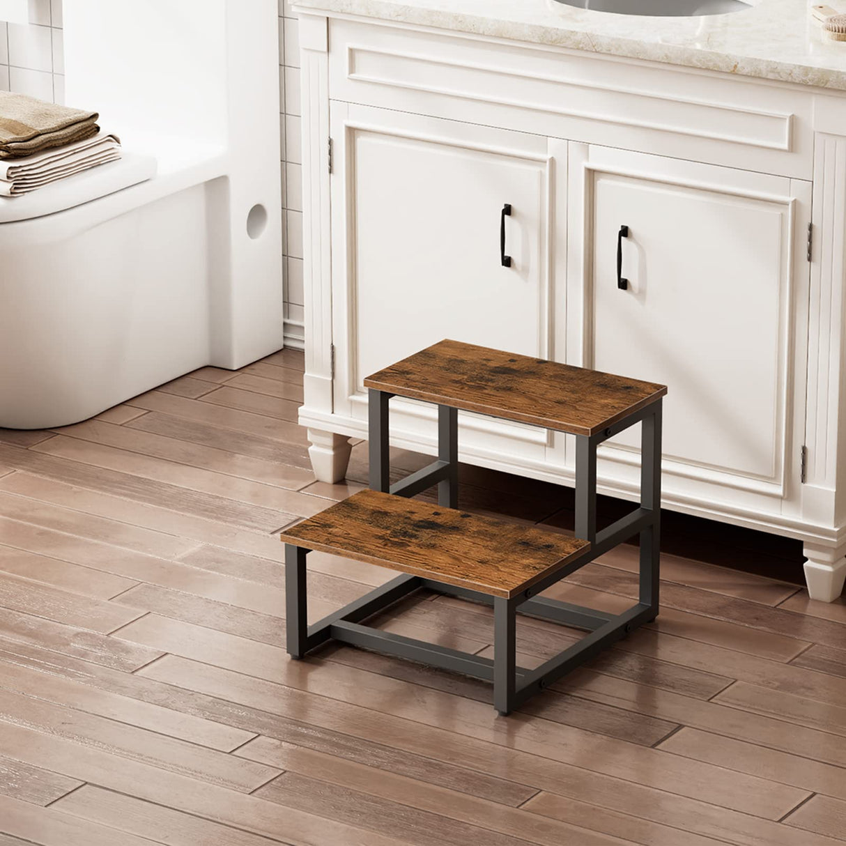 HOOBRO Step Stools for Kids, Toddler Step Stool, Kids Potty Training Wooden Stool, for Bathroom, Kitchen, Bedroom, Sturdy and Stable, Rustic Brown BF12JD01 HOOBRO