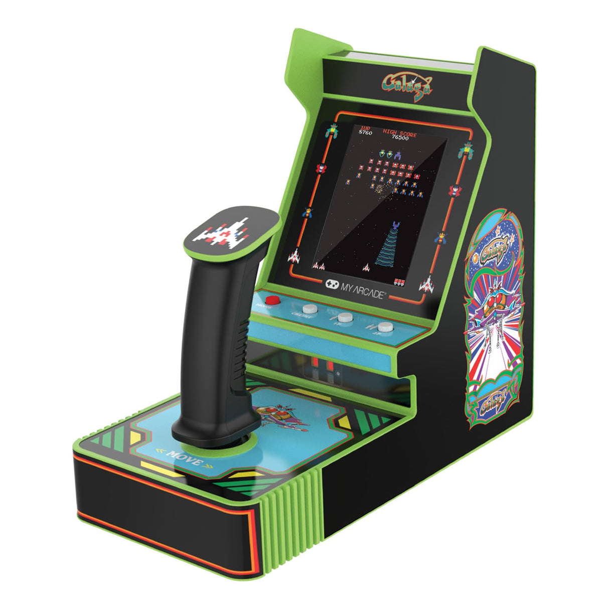 My Arcade Galaga Joystick Player : Officially Licensed Galaga and Galaxian Video Game Console, Fun Portable Mini Game 3.2" Full Color Display My Arcade