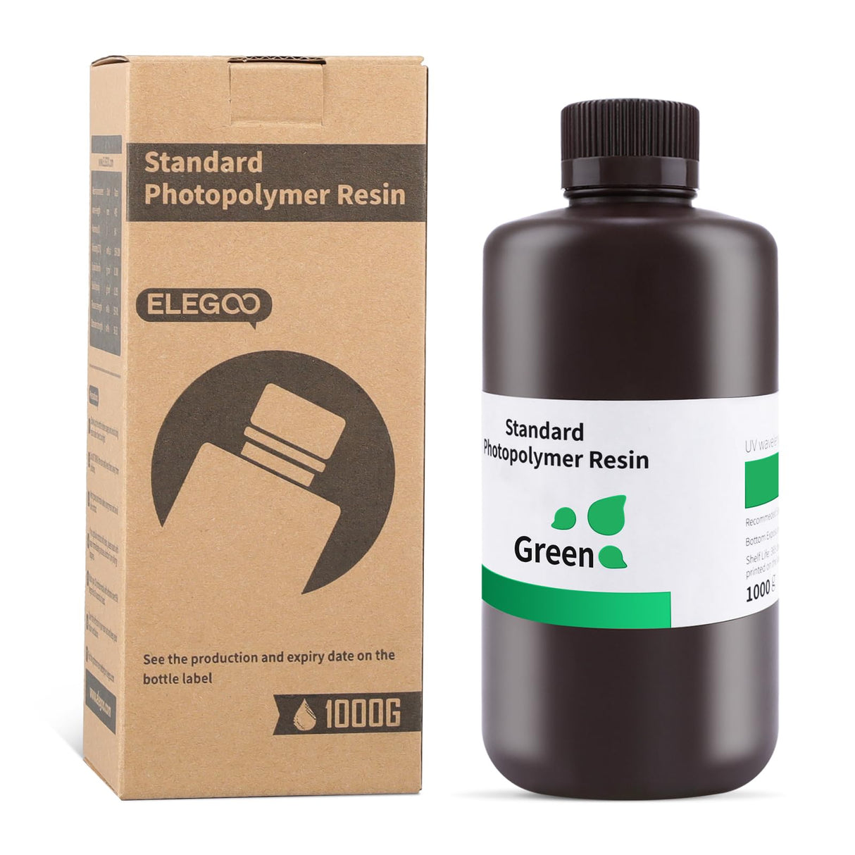 ELEGOO 3D Printer Resin, 405nm Fast UV Curing Standard Photopolymer Resin, High Precision, Non Toxic 3D Resin for Saturn 4/Saturn 3/Mars 5/Mars 4, LCD/MSLA/DLP 3D Printing, Clear Green 1000G Deeplee