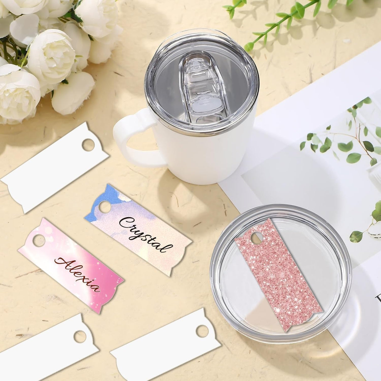 ZHUOMINGJIA 5 Pcs Heat Sublimation Nameplate,Aluminum Name Plate For Stanley 40 Oz,Free Diy,Not Shattering,Not Deformed, Usable On Both Sides,No Odor,The Perfect Substitute For Acrylic Material ZHUOMINGJIA