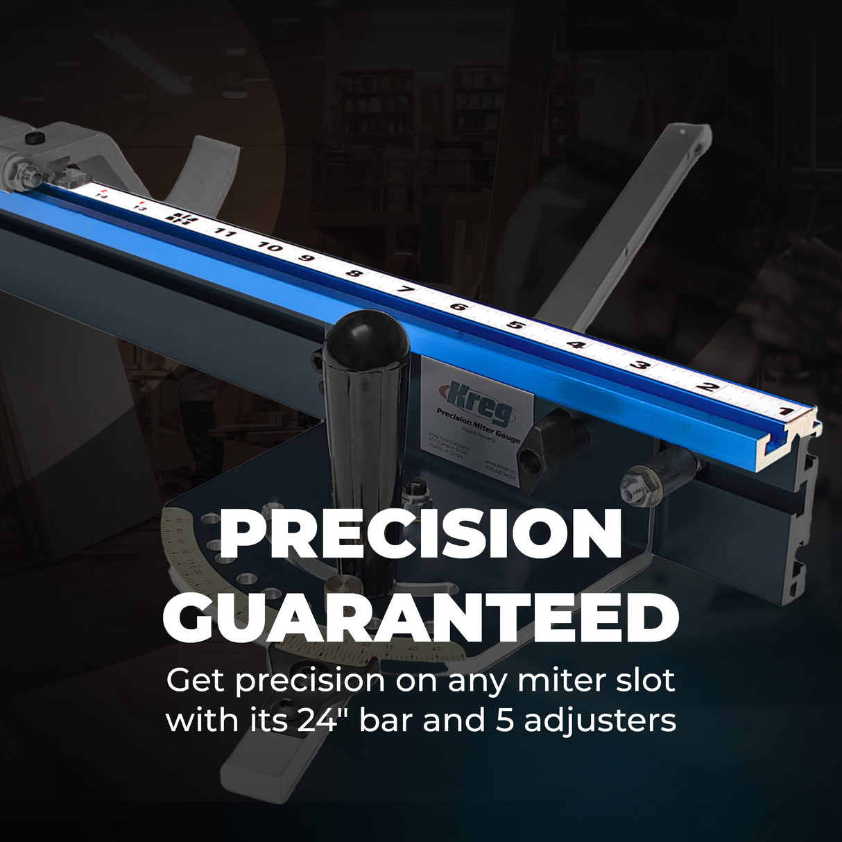 Kreg KMS7102 Table Saw Precision Miter Gauge System - Factory Calibrated - With Miter Gauge Fence & Bar - Miter Gauge for Table Saw KREG