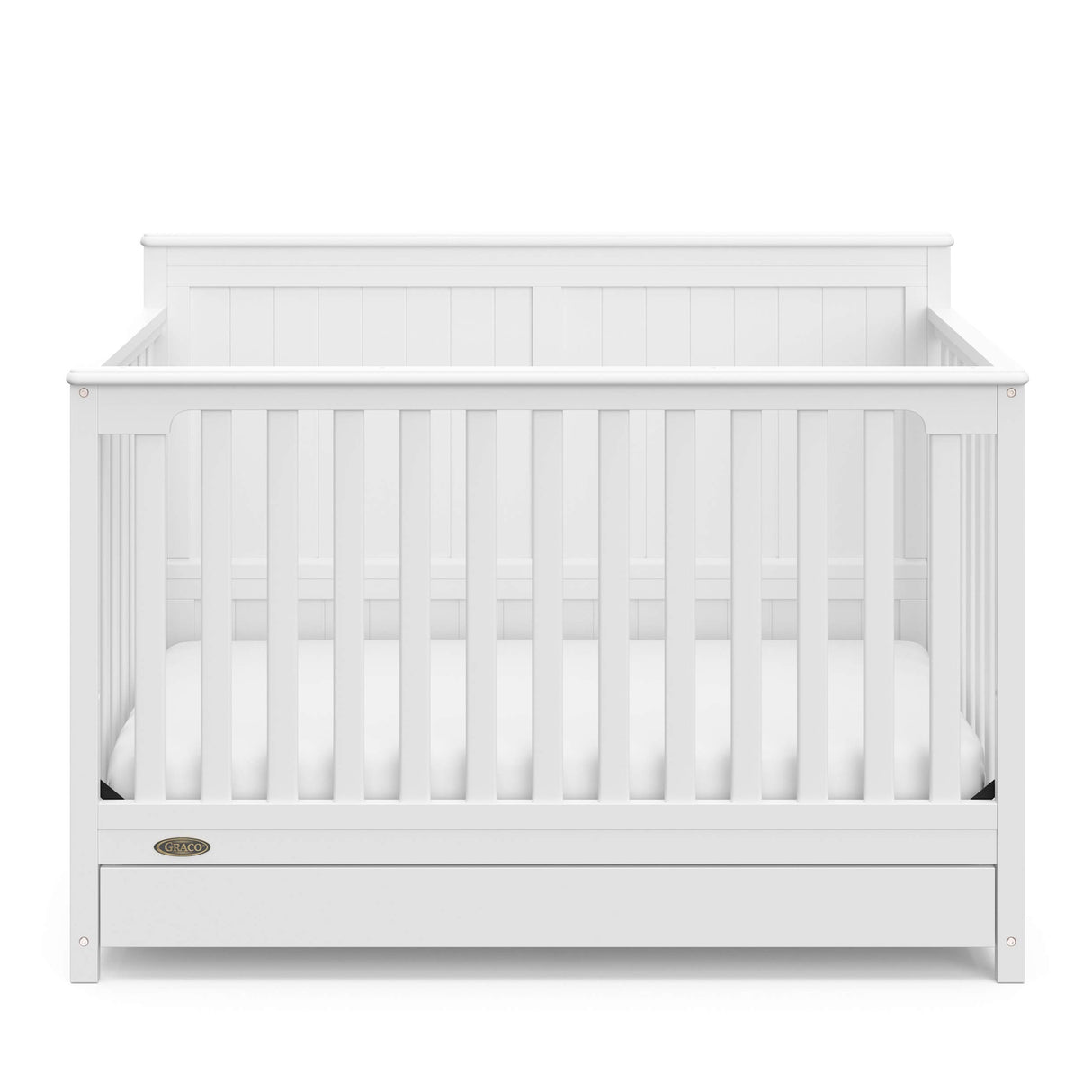 Graco Hadley 5-in-1 Convertible Crib with Drawer (White) – GREENGUARD Gold Certified, Crib with Drawer Combo, Full-Size Nursery Storage Drawer, Converts to Toddler Bed, Daybed Graco