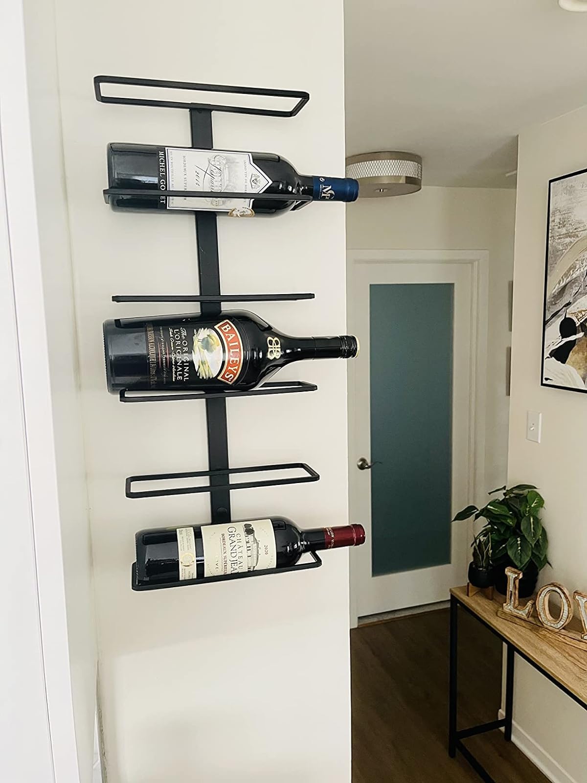 TheRackCo. Wall Series - Center Frame Metal Wall Mount Wine Bottle Rack, Black (6 Bottles) TheRackCo.