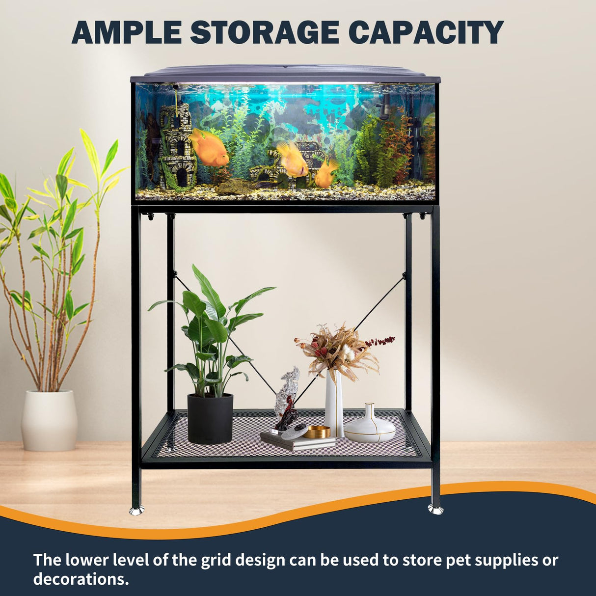 Fish Tank Stand: The Perfect 29 Gallon Metal Aquarium Stand Measuring 32.7" W x 13" D x 32.3" H to Fit Your Aquatic Display Needs. tongmo