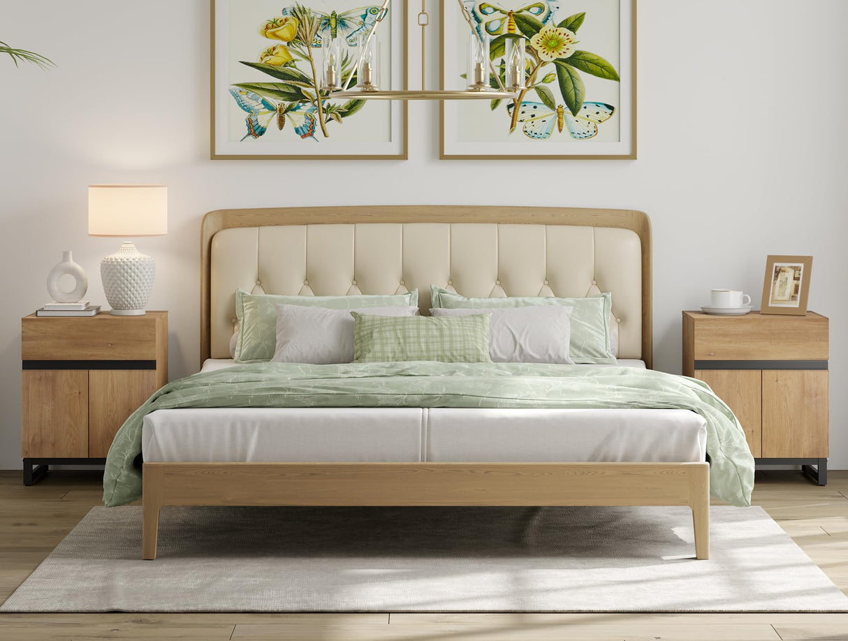 WAMPAT Dresser and Nightstand Set of 3, 94.5 Inches Dresser with 6 Drawers, 2 Nightstand with Drawer and Cabinet for Bedroom, Bedroom Furniture Set, Oak WAMPAT