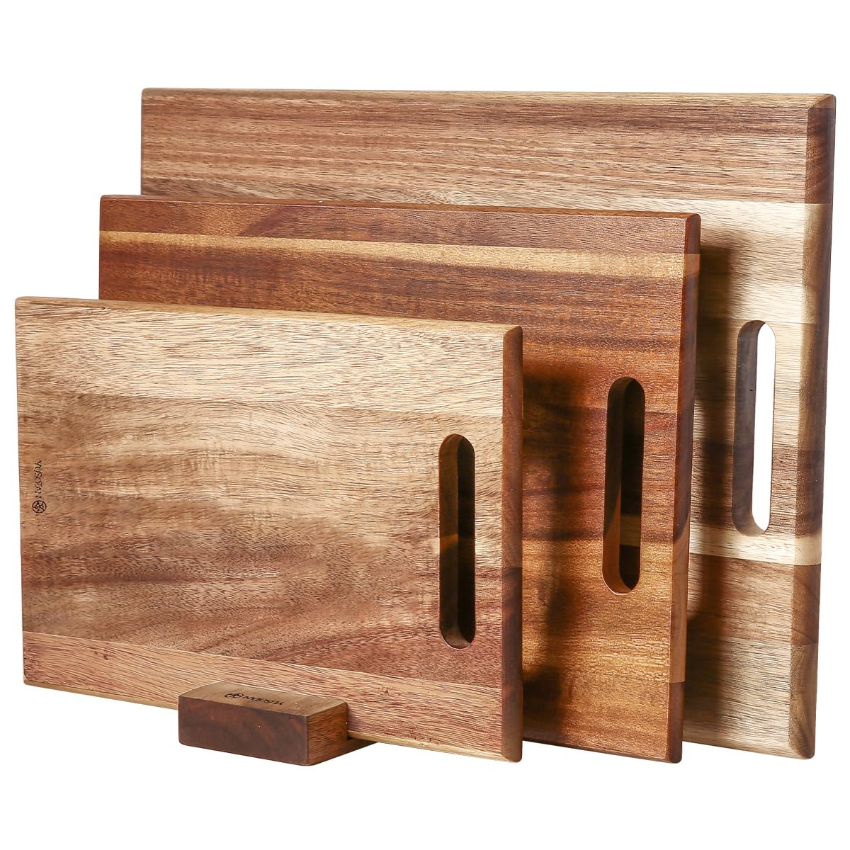 YUSOTAN 3-piece Acacia Wood Cutting Board Set for Kitchen, Large Wooden Cutting Board Set with Handle, Thick Chopping Board, Butcher Block Wooden Trays for Meat, Fruit Vegetable and Cheese YUSOTAN