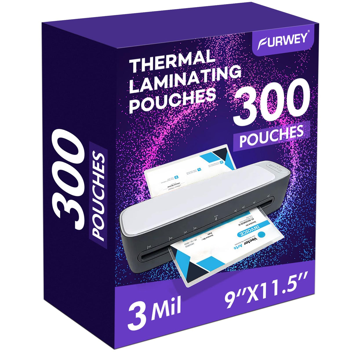 300 Pack Laminating Sheets, 3 Mil, 9 x 11.5 Inches Thermal Laminating Pouches Lamination Sheet Paper for Laminator, Clear, Letter Size, Office and School Supplies FURWEY
