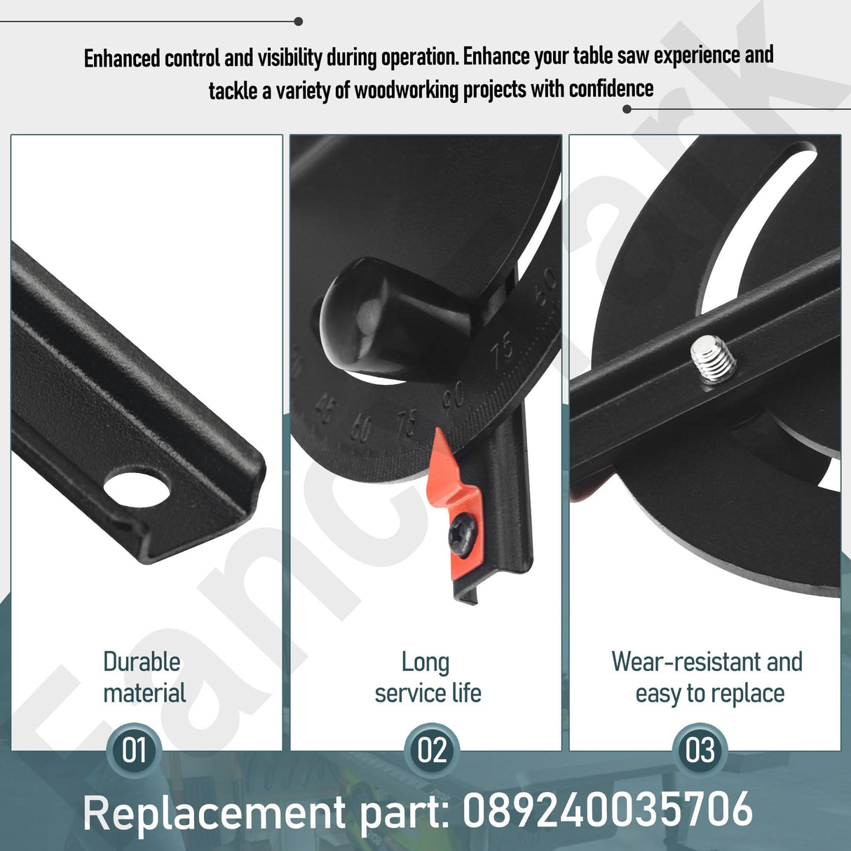 089240035706 Miter Gauge Compatible with Ryobi RTS23, RTS12 15 Amp 10” Compact Table Saw FancyTark